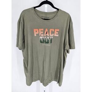 Life is Good Mens Sz XL Short Sleeve Crusher Tee Peace Out Green Mountain print